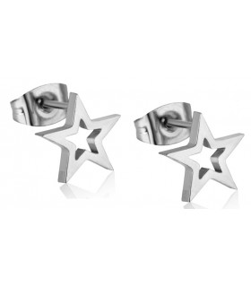 Luxstore stålørestikker med lille stjerne sølv