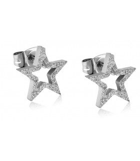 Luxstore stålørestikker med lille stjerne sølvglimmer