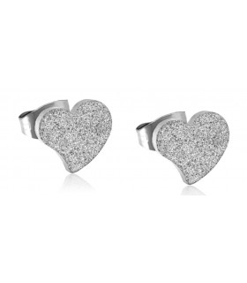 Luxstore stålørestikker med hjerte sølvglimmer
