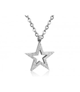 Luxstore stålkæde med lille stjerne sølvglimmer