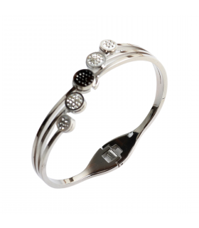 Luxstore armbånd med sort og hvide krystaller sølv