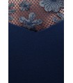 Goddiva navyblå midikjole med læderblomster