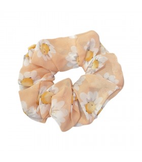 Luxstore koralfarvet scrunchie med blomster