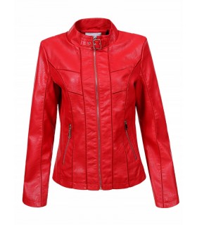 Glo-Story rød læderlook jakke
