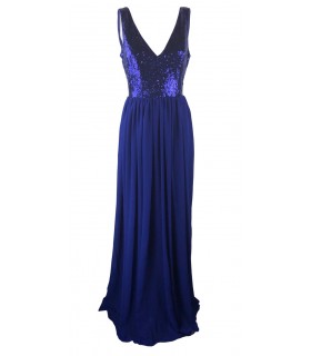 Goddess navy blå maxi kjole med pailletoverdel