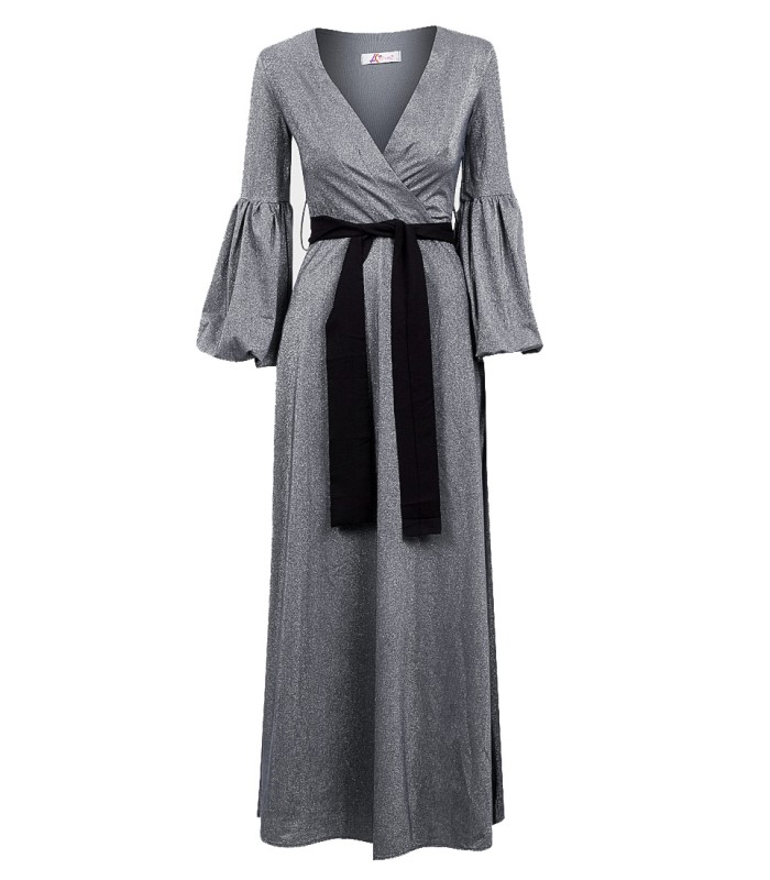 Actuel sølvgrå lang kjole