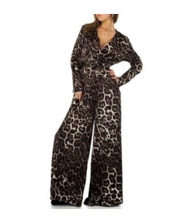 Paris Fashion JCL buksedragt i gråbrun leopard