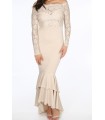 Lucy Wang beige highlow kjole